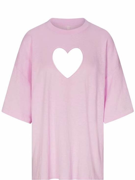 SKIMS Tops - SKIMS Light Pink Short Sleeve Tee with Heart Cutout NWT